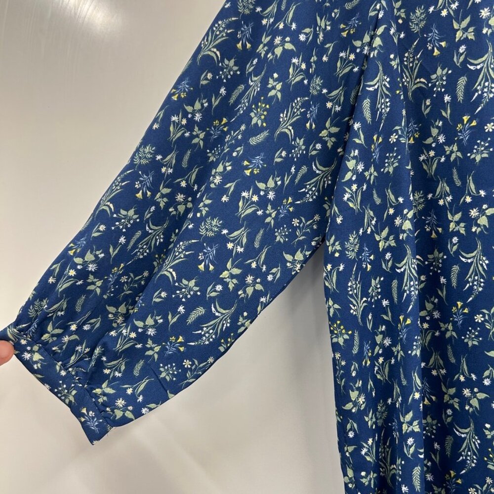 Jachs Girlfriend Blue Floral Boho‎ Peasant Top Medium - Picture 2 of 14